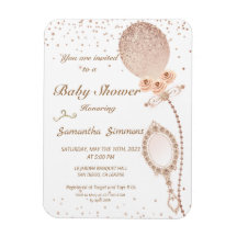Rose Gold Glittery Balloon Kinderdusche Einladung