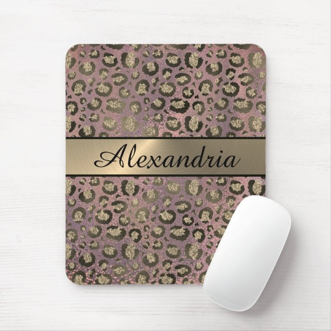 Rose Gold Glittery Leopard Mousepad (Mit Mouse)
