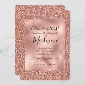 Rose Gold Glitz Stylish Glam Glitzer Einladung