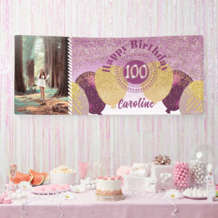Rose Gold Glitzer 100. Geburtstag & Balloons Banner
