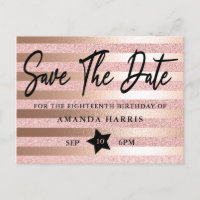 Rose Gold Glitzer 18. Geburtstag Save the Date