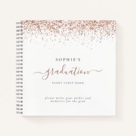 Rose Gold Glitzer 2024 Graduation Party Gästebuch Notizbuch