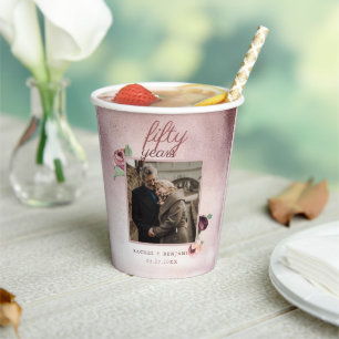 Rose Gold Glitzer 50 Jahre Hochzeit Jahrestag rosa Pappbecher