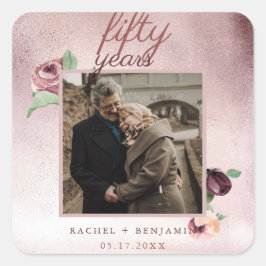 Rose Gold Glitzer 50 Jahre Hochzeit Jahrestag rosa Quadratischer Aufkleber