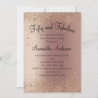 Rose Gold Glitzer 50 und fabelhaft Geburtstag Einladung