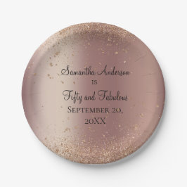 Rose Gold Glitzer 50 und fabelhaft Geburtstag Pappteller