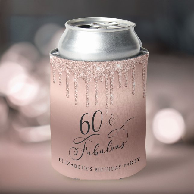 Rose Gold Glitzer 60. Geburtstagsparty Dosenkühler (Toast to her 50 years of sparkle with an elegant rose gold glitter can cooler  🎉 🎂 🥂)