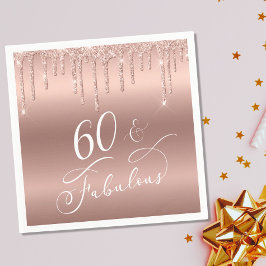 Rose Gold Glitzer 60. Geburtstagsparty Serviette