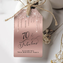Rose Gold Glitzer 70. Geburtstagsparty Vielen Dank Geschenkanhänger