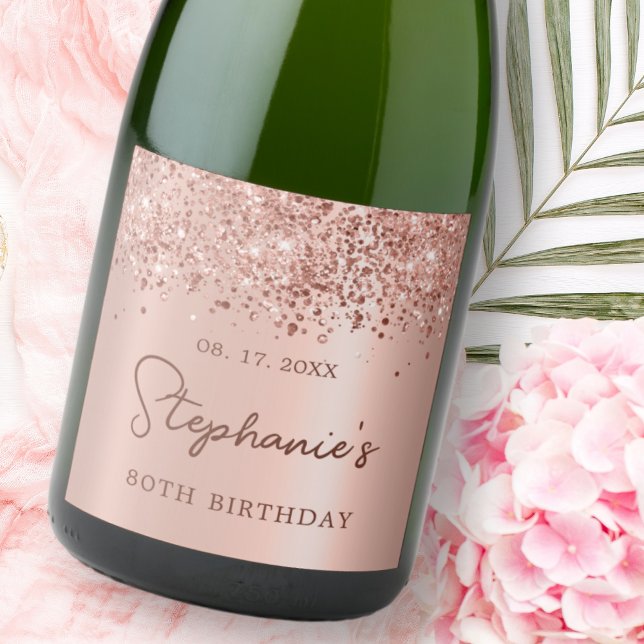 Rose Gold Glitzer 80. Geburtstag Monogram Script (Von Creator hochgeladen)