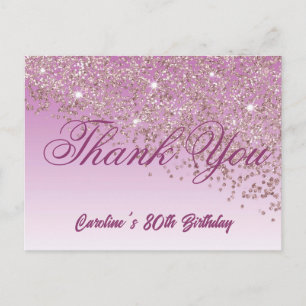 Rose Gold Glitzer, 80. Geburtstag Vielen Dank Postkarte
