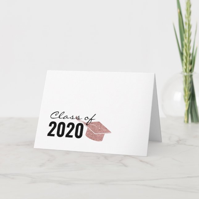 Rose Gold Glitzer Abschluss Class 2020 Karte (Vorderseite)