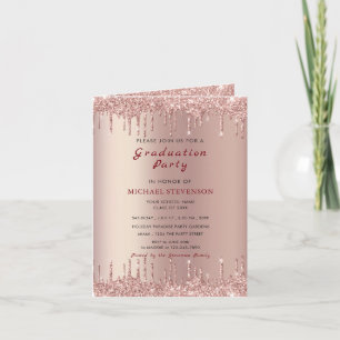 Rose Gold Glitzer Abschluss Einladung Beispiel