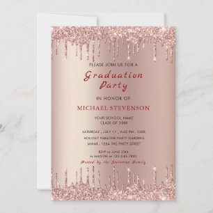 Rose Gold Glitzer Abschluss Einladung Vorlage