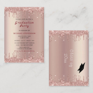 Rose Gold Glitzer Abschluss Einladung Vorlage