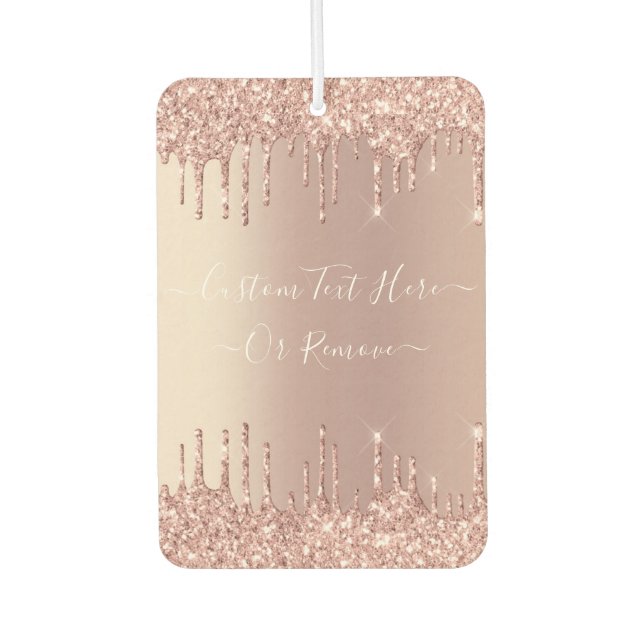 Rose Gold Glitzer Air Freshener mit Ihrem Text Autolufterfrischer (Vorderseite)