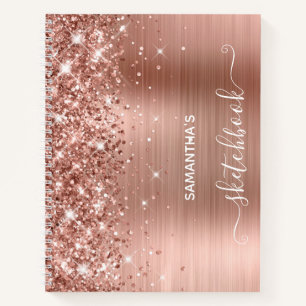 Rose Gold Glitzer and Foil Girly Sketchbook Notizbuch