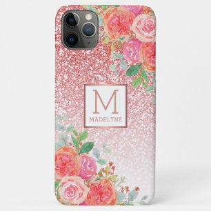 Rose Gold Glitzer Aquarellfarben Monogramm Name Case-Mate iPhone Hülle