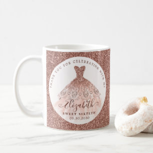Rose Gold Glitzer Aquarellkleid Geburtstagsgeschen Kaffeetasse