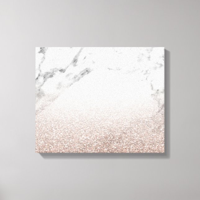 Rose Gold Glitzer auf Marmor Leinwand (Vorderseite)