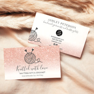 Rose Gold Glitzer aus weißem Strickfaser handgefer Visitenkarte