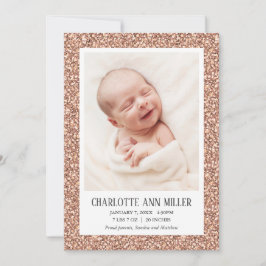 Rose Gold Glitzer Baby Birth Announccard Ankündigung