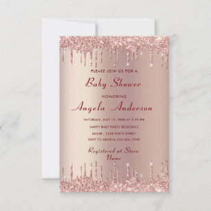 Rose Gold Glitzer Baby Shower Einladung Vorlage