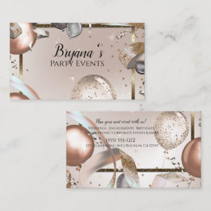 Rose Gold & Glitzer-Ballon-Party-Eventplaner Visitenkarte