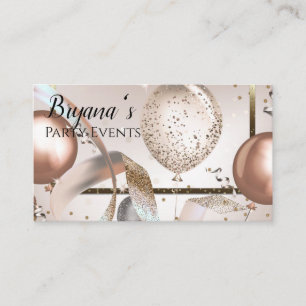 Rose Gold & Glitzer Ballons Party Eventplaner Visitenkarte