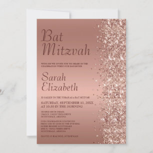 Rose Gold Glitzer Bat Mitzvah Einladung