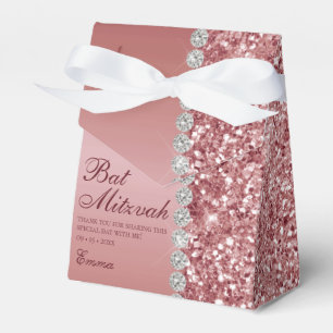 Rose Gold Glitzer Bat Mitzvah Geschenkschachtel