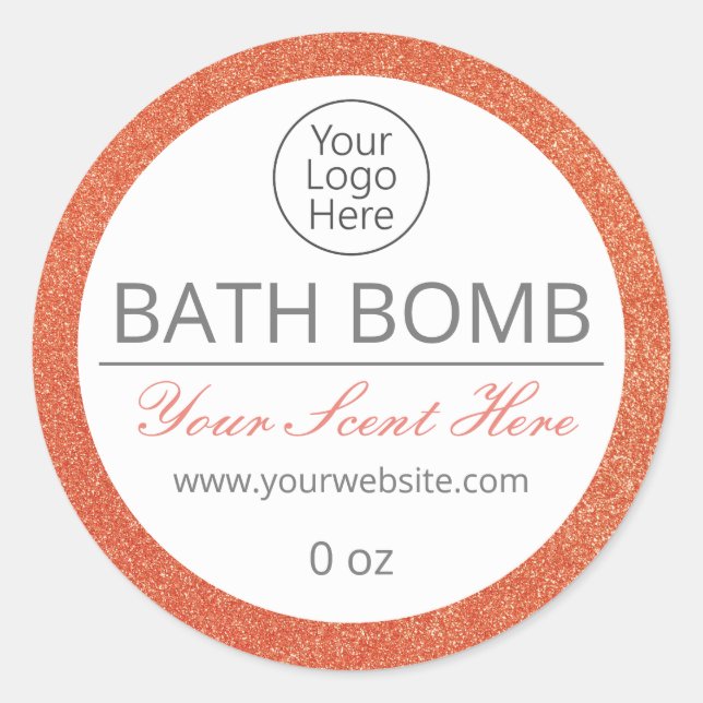 Rose Gold Glitzer Bath Bomb Soak Logo Labels Runder Aufkleber (Vorderseite)