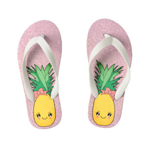 Rose Gold Glitzer Beach Kawaii Ananas Obst Kinderbadesandalen