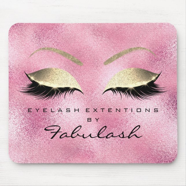 Rose Gold Glitzer Beauty Lashes Makeup Pink Mousepad (Vorne)