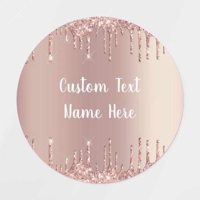 Rose Gold Glitzer Benutzerdefinierte Textnamen-Lab Etiketten (Design 3)