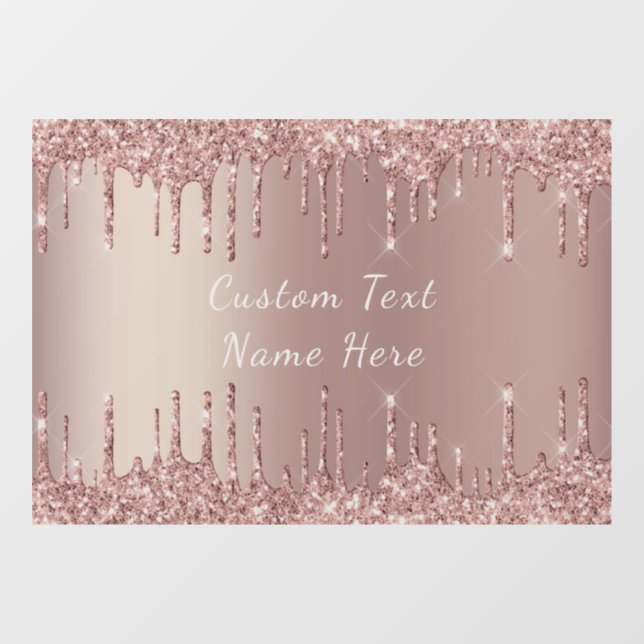 Rose Gold Glitzer Benutzerdefinierte Textnamenskla Fensteraufkleber (Blatt)