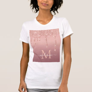 Rose Gold Glitzer Benutzerdefinierter Letter Ihr N T-Shirt