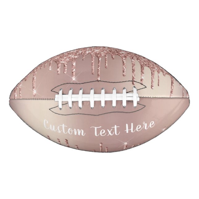 Rose Gold Glitzer Benutzerdefinierter Text Geschen Football (Vorderseite)