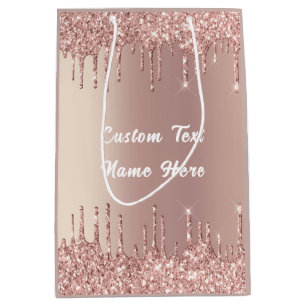 Rose Gold Glitzer Benutzerdefinierter Text Ihr Nam Mittlere Geschenktüte