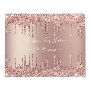 Rose Gold Glitzer Benutzerdefinierter Textkalender Kalender