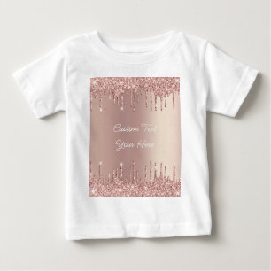 Rose Gold Glitzer Benutzerdefinierter Textname Bab Baby T-shirt