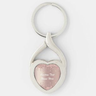 Rose Gold Glitzer Benutzerdefinierter Textname Sch Schlüsselanhänger