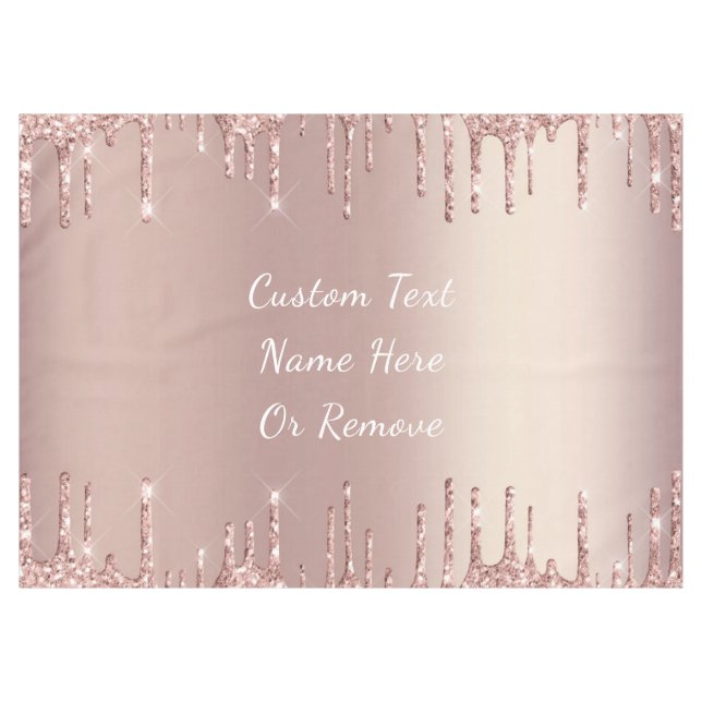 Rose Gold Glitzer Benutzerdefinierter Textname Tab Tischdecke (Vorderseite (Horizontal))