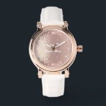 Rose Gold Glitzer Benutzerdefinierter Textname Übe Armbanduhr<br><div class="desc">Sehen Sie mit Rose Gold Blush Glitzer Sparkle Tropfen Custom Text Pink Girly Modern Geschenk - Fügen Sie Ihren einzigartigen Text / Name oder entfernen Sie Text - Make Your Special Watches Geschenke - Verkleinern und verschieben oder entfernen und fügen Sie Text / Elemente mit Anpassungs-Tool. Wählen Sie Schriftart /...</div>
