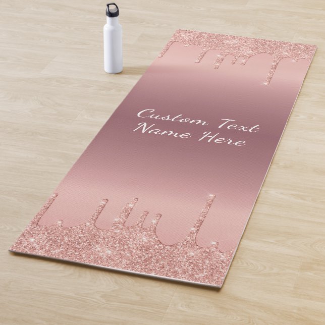 Rose Gold Glitzer Benutzerdefinierter Textname Yog Yogamatte (Beispiel)
