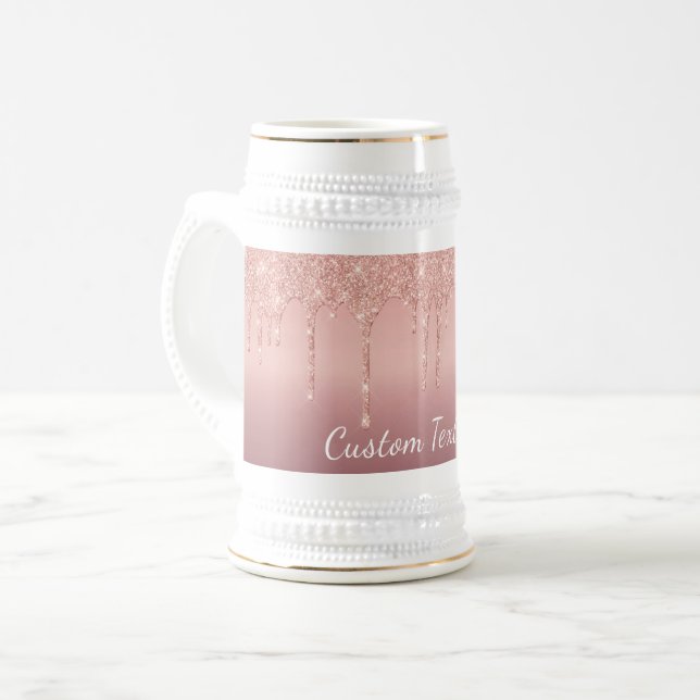 Rose Gold Glitzer Bierstein mit benutzerdefinierte Bierglas (Vorderseite Links)