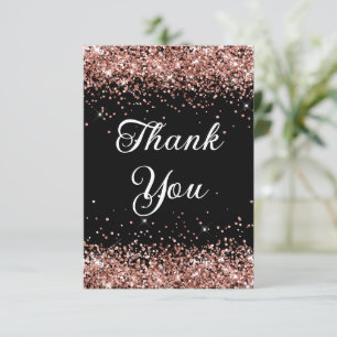 Rose Gold Glitzer Black 40. Geburtstag Dankeskarte