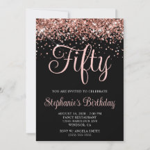 Rose Gold Glitzer Black 50. Geburtstag