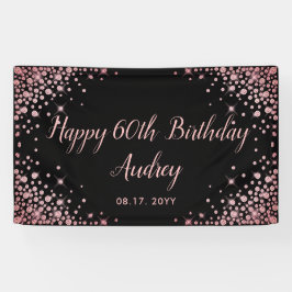 Rose Gold Glitzer Black 60. Geburtstagsmonogramm Banner