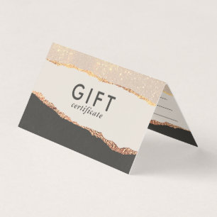 Rose Gold Glitzer & Black Modern Geschenkgutschein